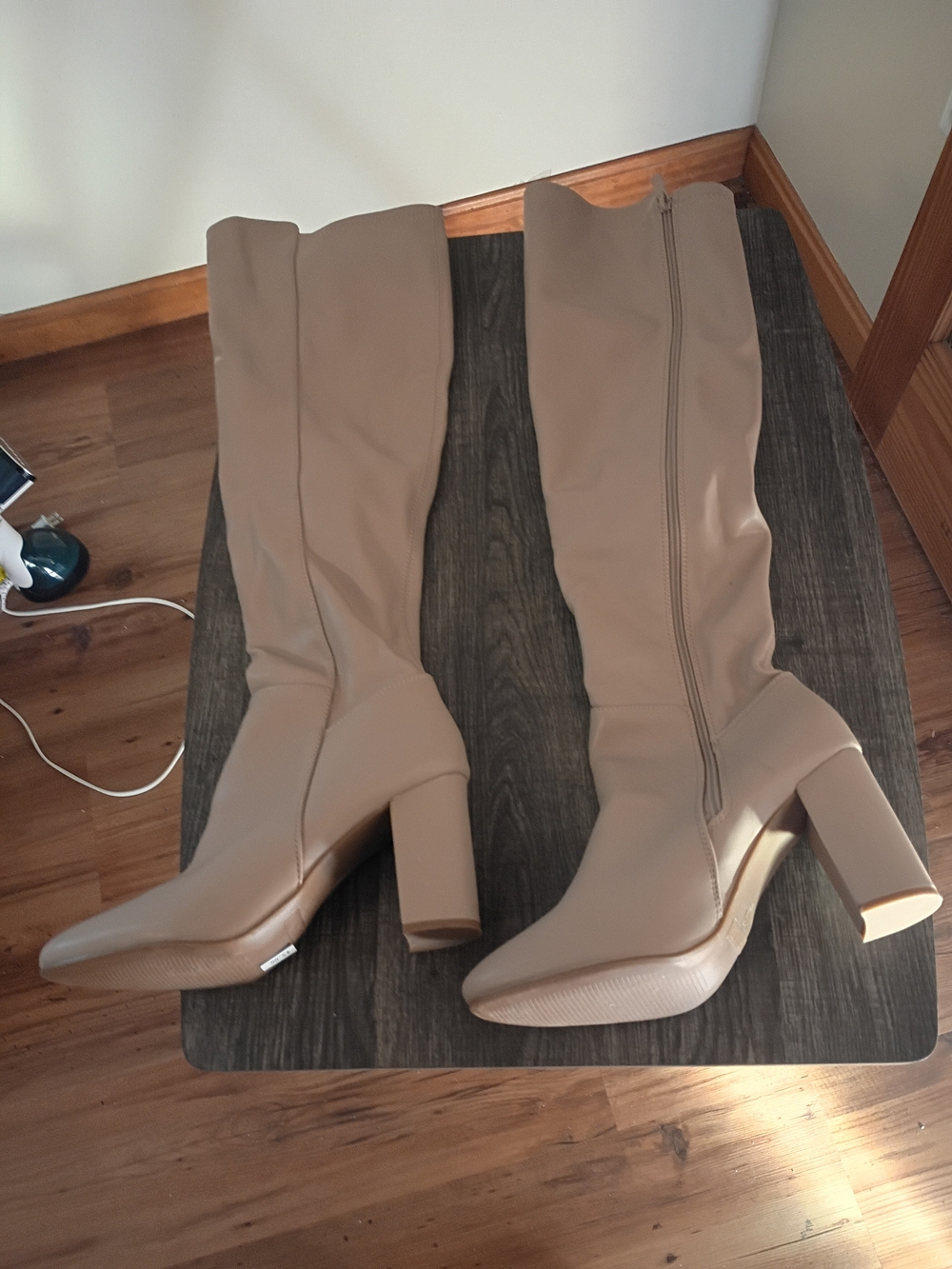 TOP Moda Taupe Over-the-Knee Block Heel Boots